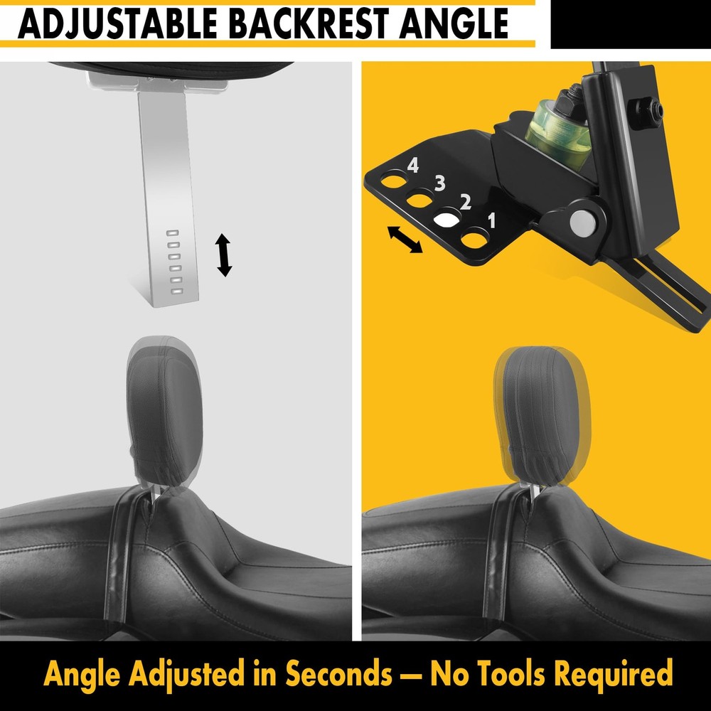 Adjustable Plugin Driver Rider Backrest Custom Kit for Harley Electra Glides ...