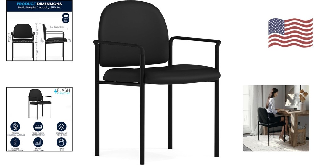 Versatile Padded Side Reception Chair, Stackable & Durable - Perfect for Offices