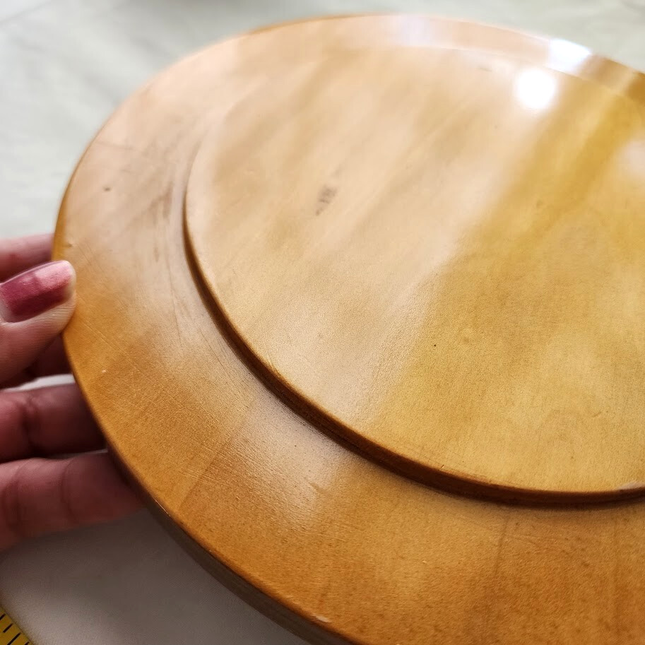 Napa Montecristi Ceramic Cheese Dish container with Wood Base Signed Leaf Design