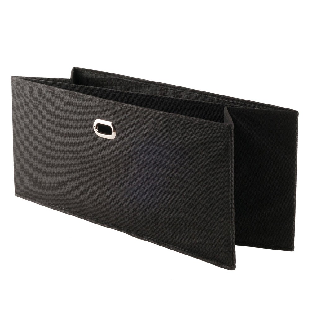 Torino 2-Piece Foldable Wide Baskets, Black Fabric