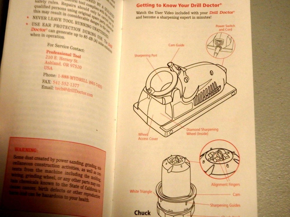 DRILL DOCTOR DRILL BIT SHARPENER 350X WITH USERS GUIIDE + DVD