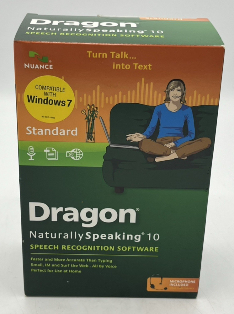 Dragon Naturally Speaking 10 Speech Recognition Software NIB