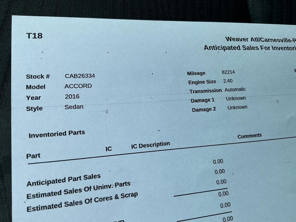 ACCORD 2016 Glove Box 4974013