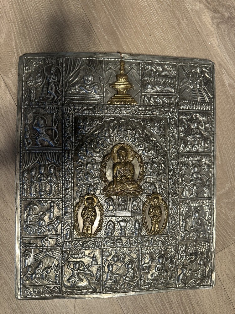 Handcrafted Brass Buddhist Embossed Panel
