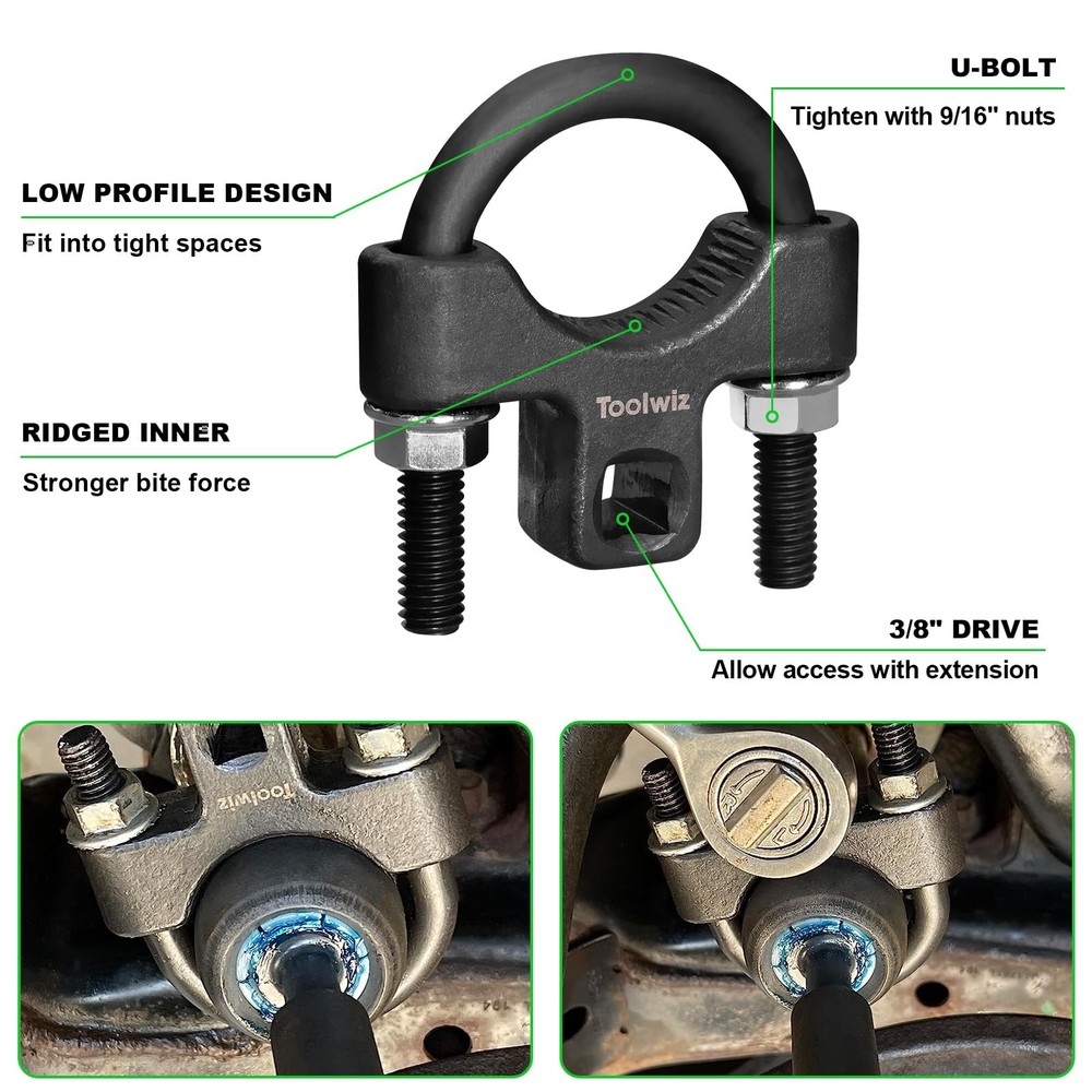 Toolwiz Inner Tie Rod Removal Tool Kit, 3/8'' Universal Low Profile Black