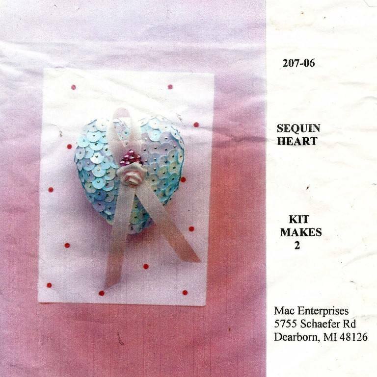 NEW MAC ENTERPRISES SEQUIN HEART KIT MAKES 2