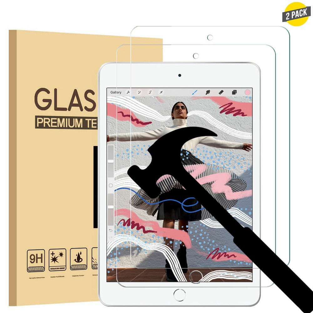 2 Pack Tempered Glass Screen Protector for Apple iPad Mini 5 (2019) 5th/ 4th Gen