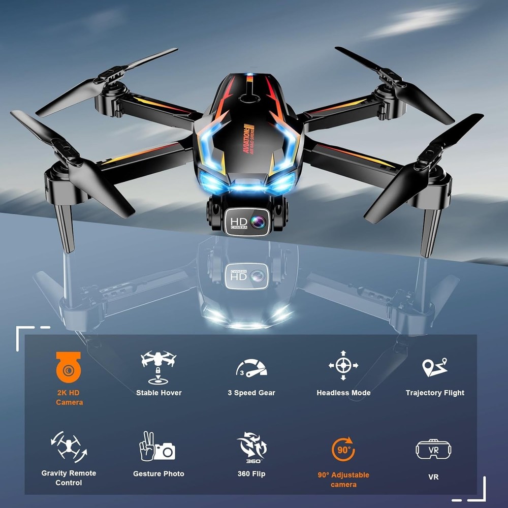 High-Performance Drone with Foldable Design, 2K Camera & Rechargeable Battery