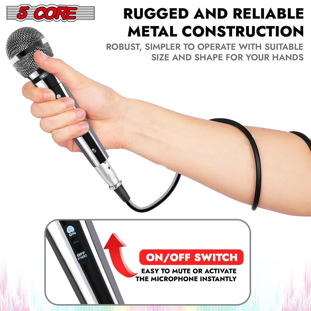 5Core XLR Microphone Dynamic Mic Karaoke Singing Studio Mics Handheld Microfono