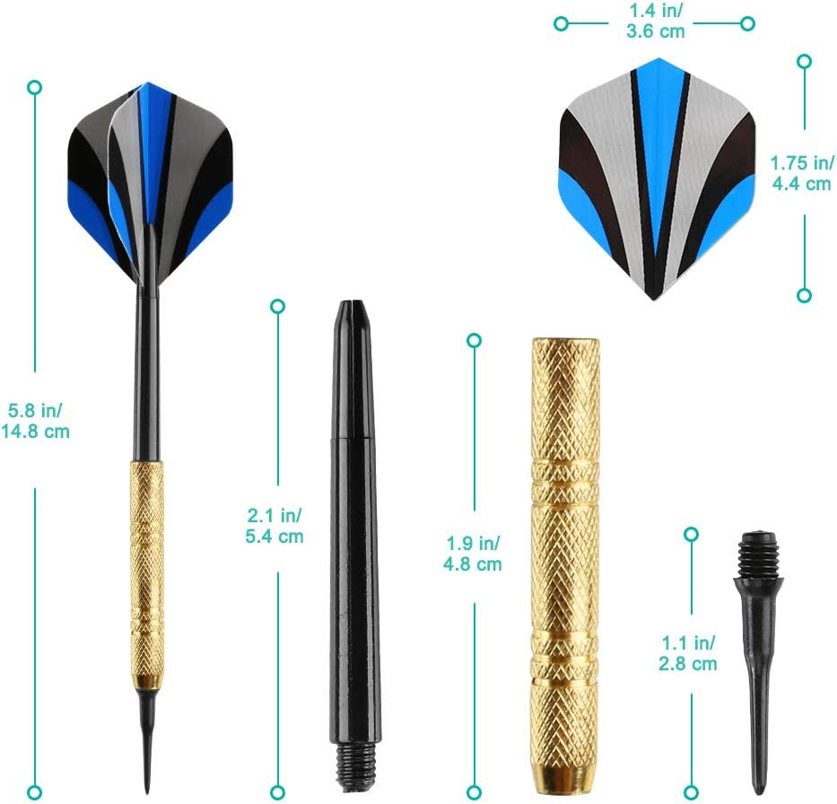 12 Pcs Soft Tip Darts Set 14g Plastic Tipped 36 Extra 2BA Replacement Tips