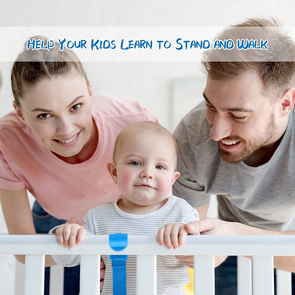 4 PCS Baby Playpen Pull Up Rings, Pull Up Handles Standing Walker Crib Pull R...