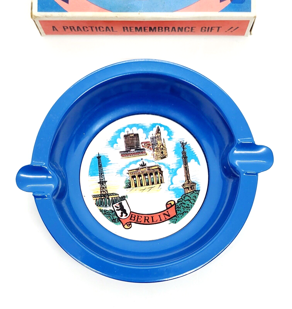 Berlin Germany Blue Enamel Souvenir Ashtray
