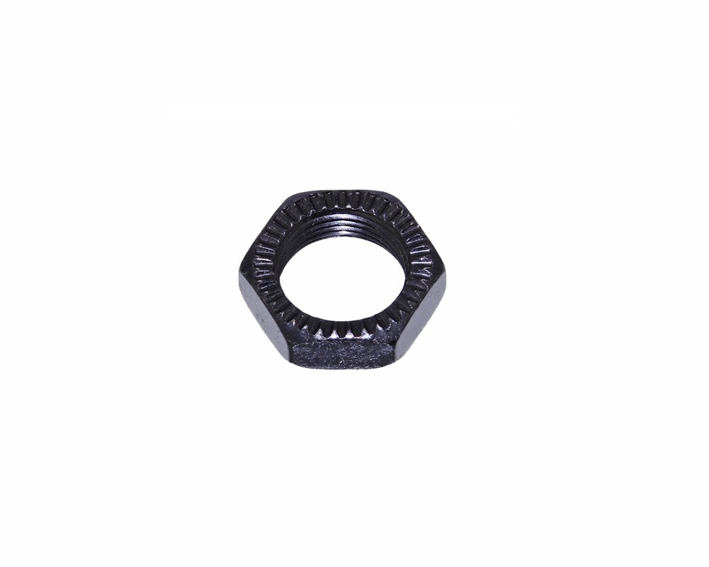 BICYCLE LOCK NUT FOR 14MM AXLE IN BLACK.