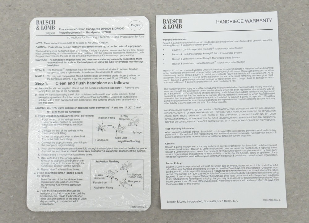 Bausch & Lomb DP7020 Phacoemulsification Handpiece