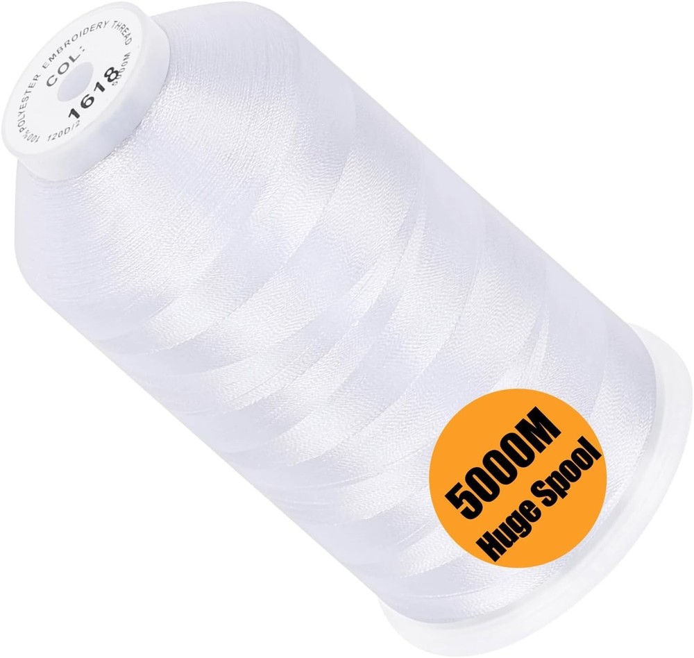 Versatile 5000M Snow White Polyester Embroidery Thread For All Embroidery