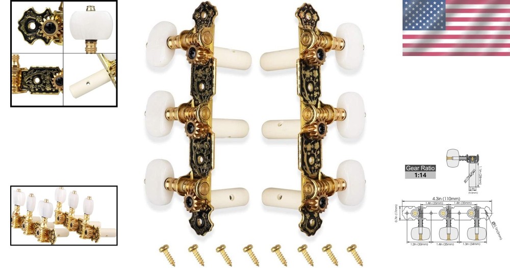 Tuning Pegs for Classical Guitar - Short Black