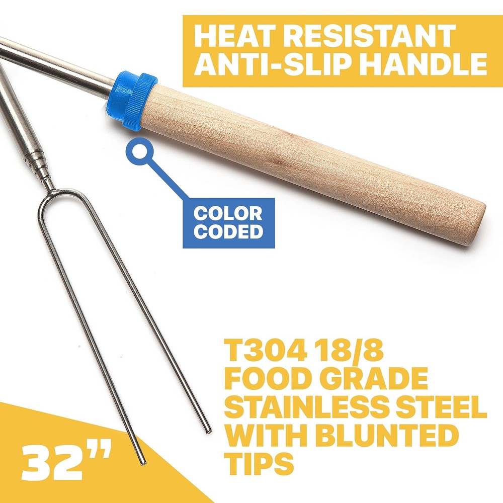 BEARCLAW Smores Sticks for Fire Pit - Accessories Campfire 5 pack, Silver