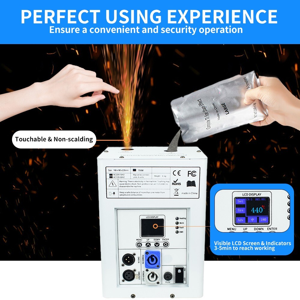 2PCS 750W Cold Spark Machine Stage Effect DMX Firework Party Wedding Firework