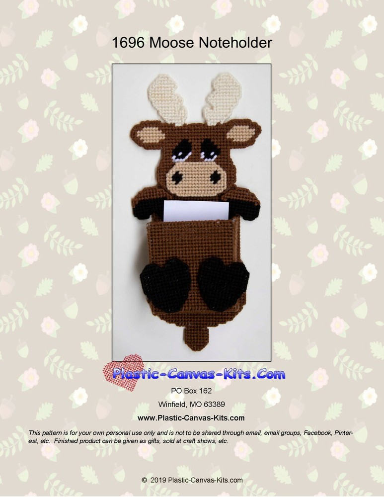 Moose Magnetic Note Holder- Plastic Canvas Pattern or Kit