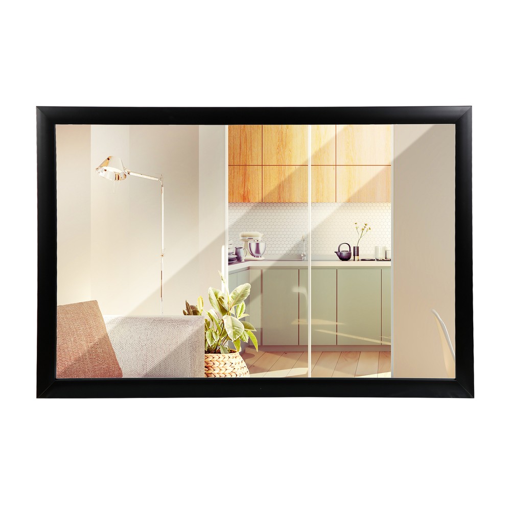 HomGarden 24 x 36" Simple Style Rectangular Mirror Black Plastic Frame
