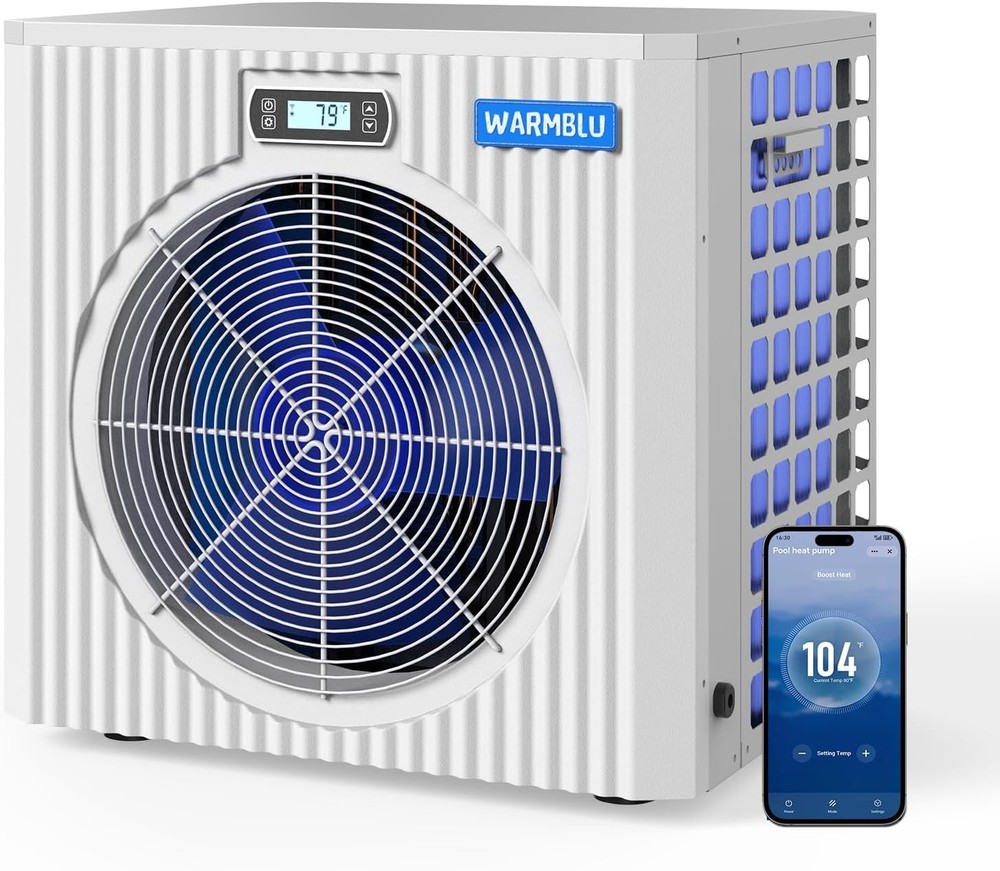 WARMBLU Electric Pool Heat Pump 27000BTU for Above and Inground Pools 6500 Gal