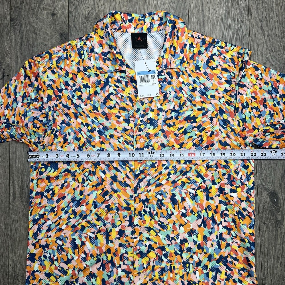 Jordan Button Up Shirt Medium Mens Multicolor Essentials Poolside Short Sleeve