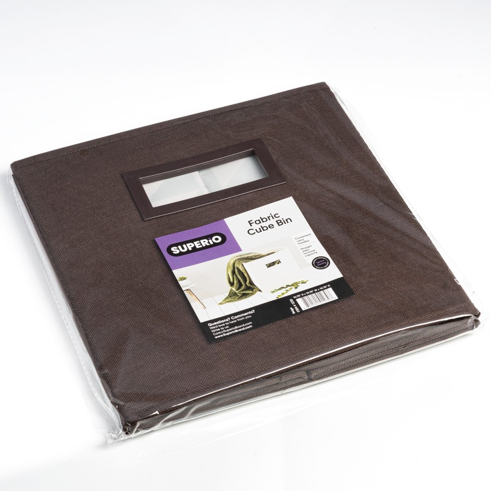 Superio Fabric Organizing Bin, 11" Brown Fabric Cube 6-Pack
