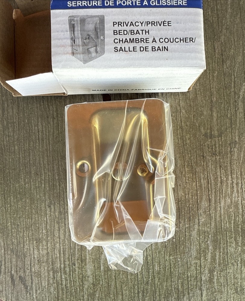 Onward 1701BPS-BC Pocket Door Pull with Privacy Lock - Rectangular, Brass