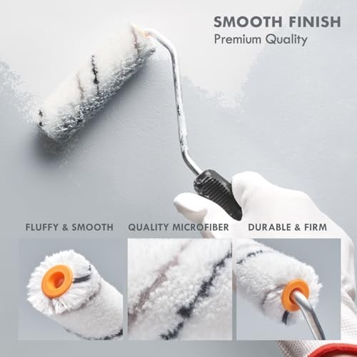 5-Piece Mini Paint Roller Kit - 4' Microfiber 4" Paint Roller Kit (Set of 5)