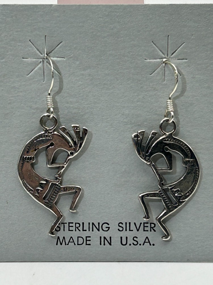 Reversible Kokopelli Sterling Silver Earrings.