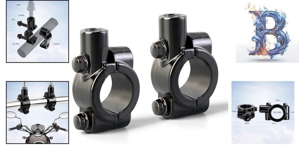 Aluminum 7/8" Handlebar Mirror Holders - Secure Clamp Adaptor for Motorcycles