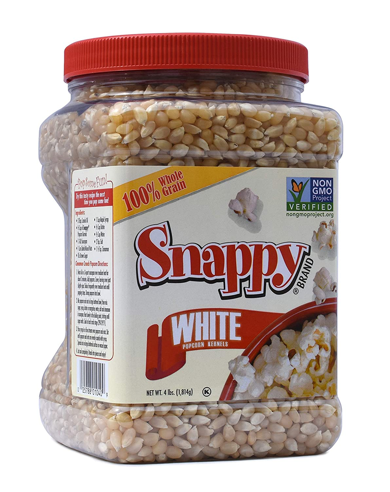 Bulk 4 Pounds Popcorn Kernels White 100% Whole Grain Non-GMO Old Fashioned