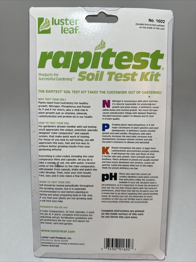 Luster Leaf 1602 Soil Kit, 20 Tests Soil Test Kit