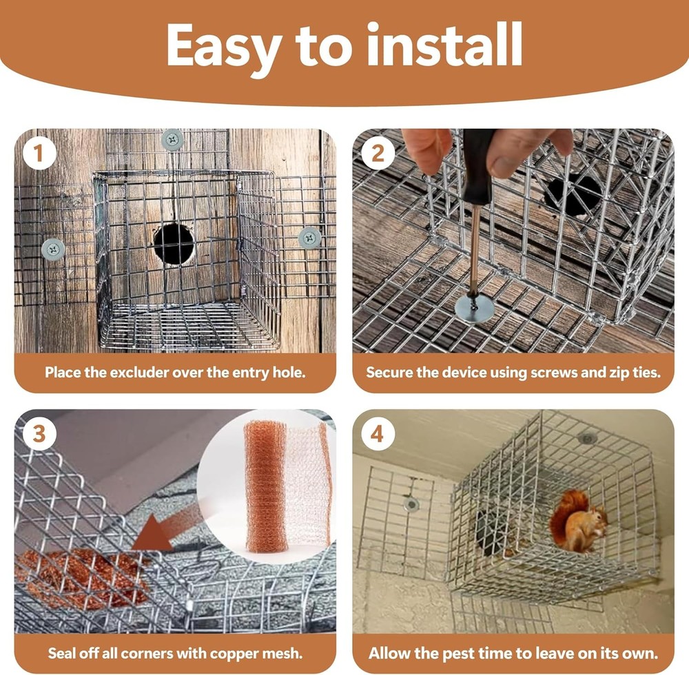 Humane Squirrel Excluder One Way Door Attic Copper Mesh