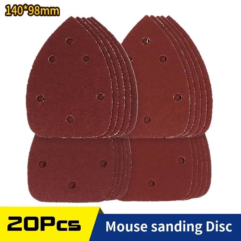 140*98*mm 6Hole Sanding Sheets Triangle Red Sandpaper Hook & Loop 40 -1000 Grits