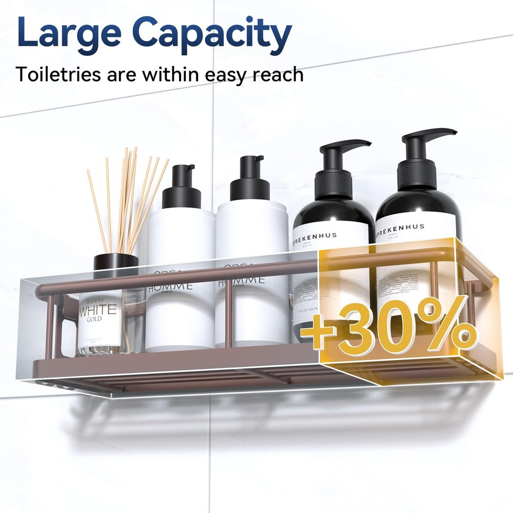 YASONIC Rustproof Shower Caddy 2-Pack, Large Capacity Organizer, Bronze Finish