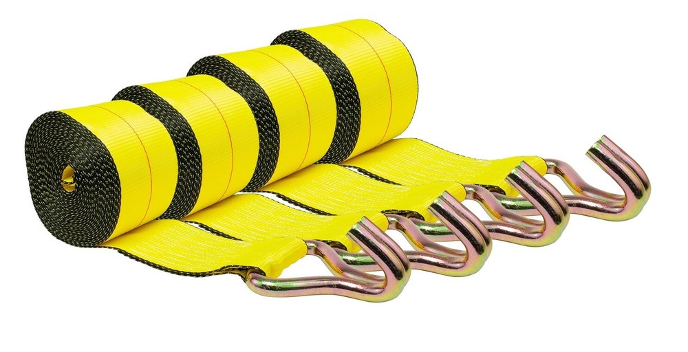 (4 Pack) 3" x 30' Winch Straps w/wire hook, WLL 5000 Flatbed Tie Down Strap