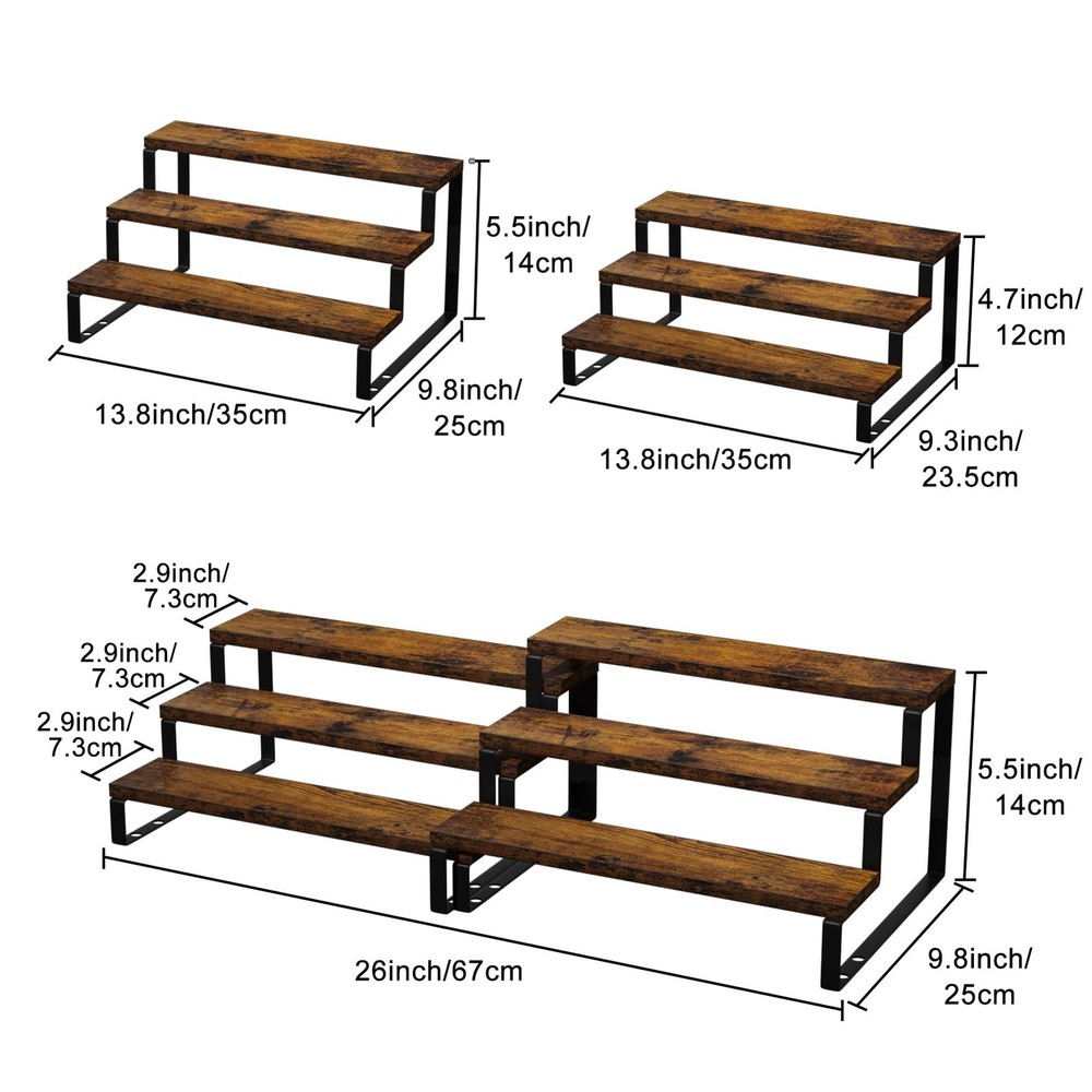 AUTARRONE Wooden Display Risers, 3-Tier Perfume Stand & Expandable Spice Rack...