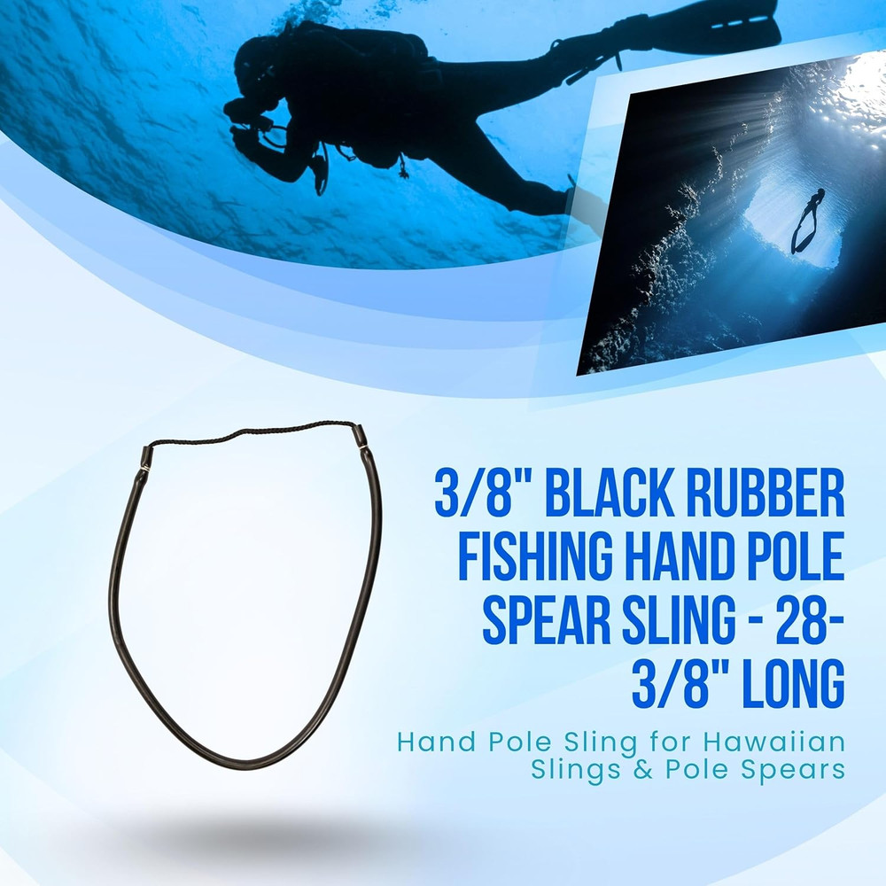 3/8" Rubber Hand Pole Spear Sling, 28-3/8" Long – Durable, High-Performance Spea