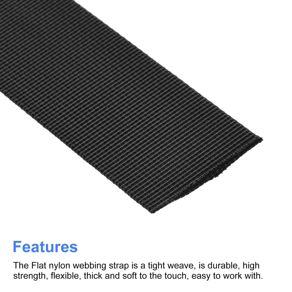 Flat Nylon Webbing Strap 1.5" 10 Yards Black for Backpack Luggage-rack