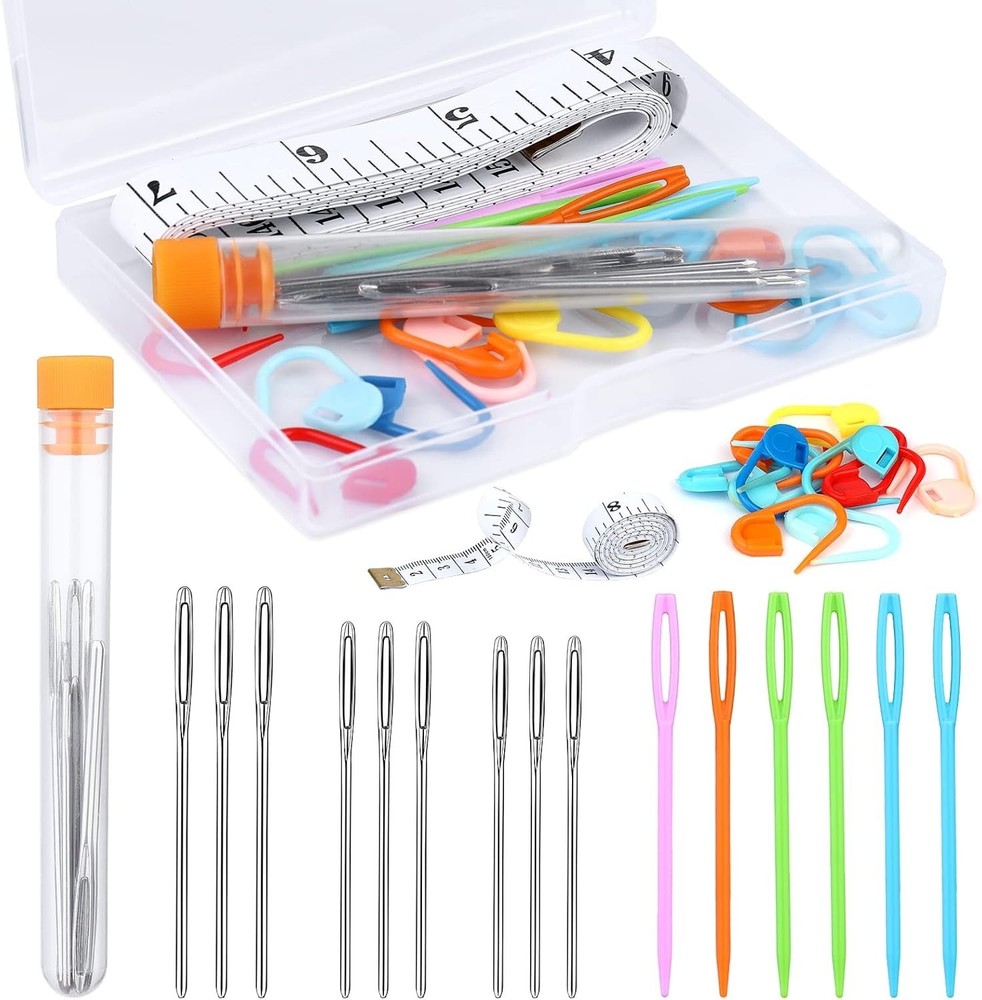 Complete Knitting Accessories Kit: Includes Needles, Markers, and Storage Box