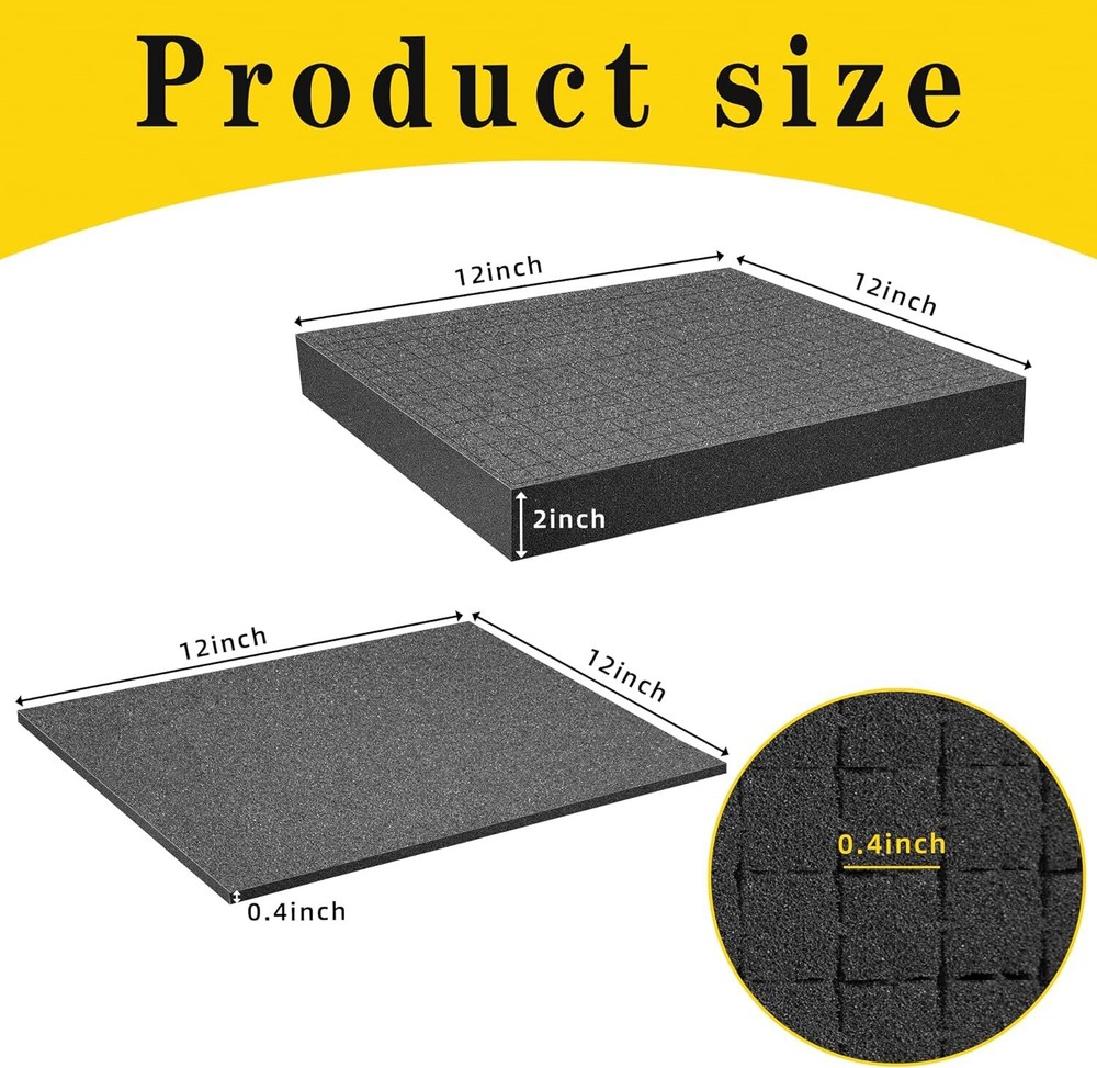 4 Pcs Pick and Pluck Foam, Pluck Pre Cube Sheet Foam with Bottom Use for Toolbox