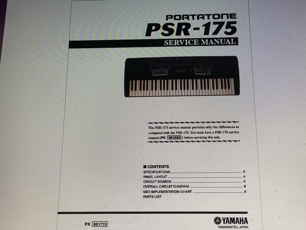 Yamaha Psr-175 Service Manual Digital
