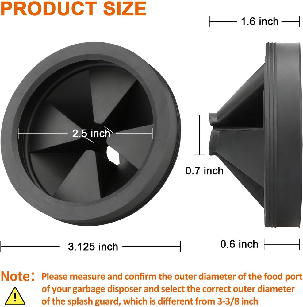 2 Pcs Garbage Disposal Splash Guard Sink Baffle, 3 1/8" Removable Garbage Dispos