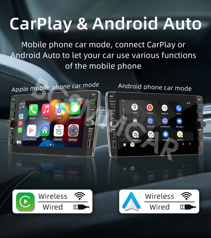 2Din Android Car Stereo Radio Bluetooth GPS Navigation for Carplay Android Auto