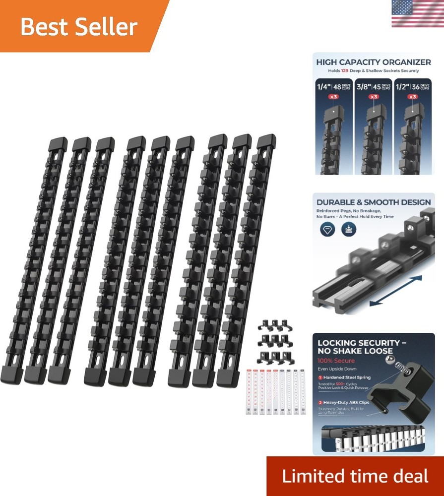 9-Piece Adjustable Socket Storage System for Tool Boxes -  ABS Design