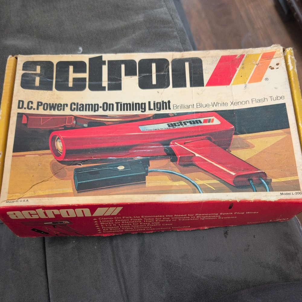 Vintage 1983 Actron Timing Light Model L-200 DC Clamp-on Diagnostic Tool