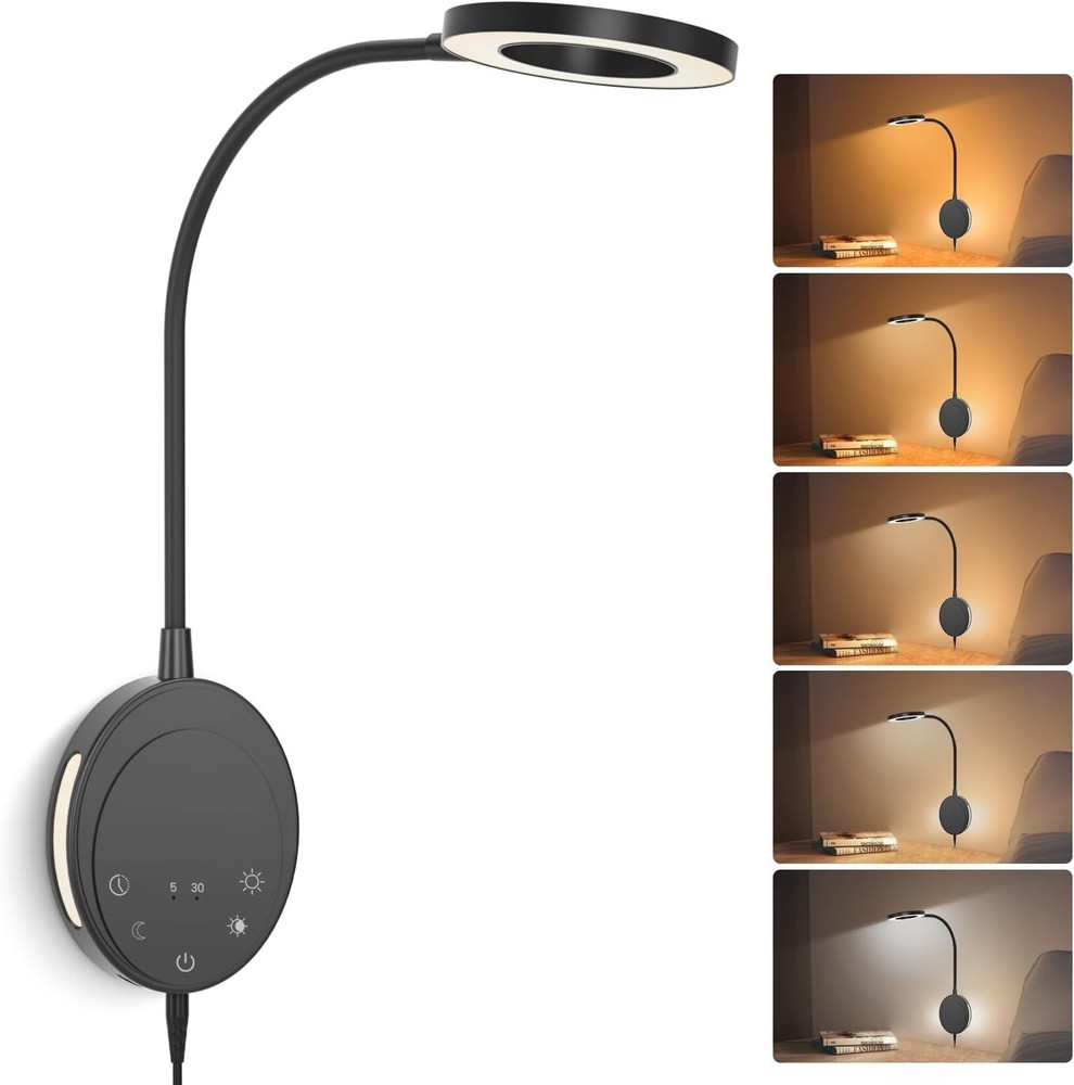 Wall Mounted Reading Light Bedside Headboard Lights with 5 Color Temperature