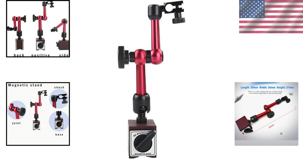 Versatile Red Magnetic Base Stand for Accurate Dial Testing - Easy Adjustment