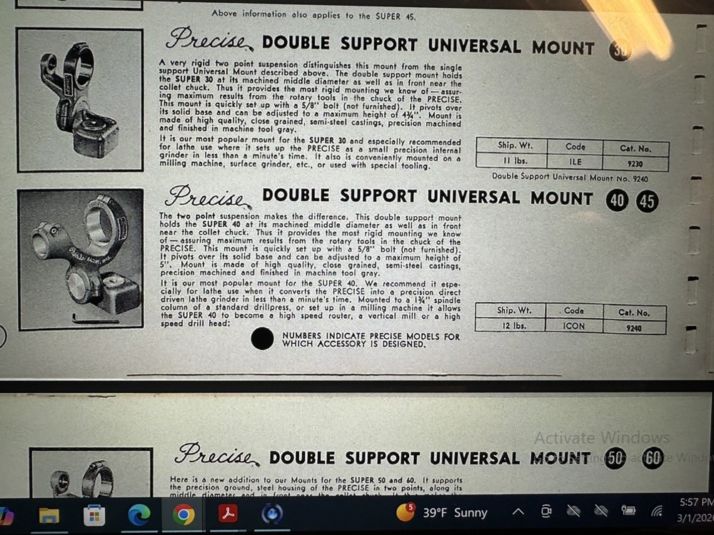 Precise #9240 universal grinder mount